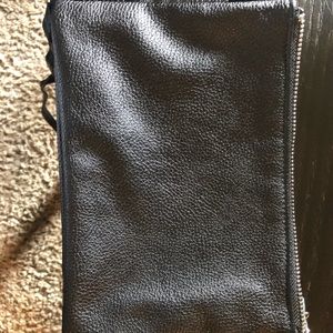 All black 2 zipper purse with pouch in middle